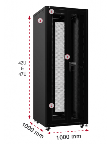 Baie 19" 42U 1000x1000 AV&AR Ajourées - B4211SA - dfiplus