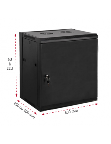 Coffret 19" 18U 600x450 Easy Poz Porte Pleine KIT